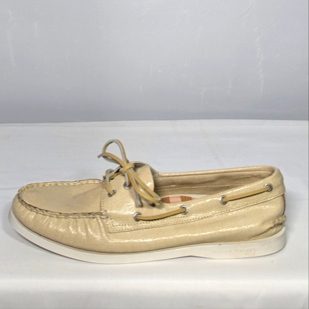 NEW Sperry Womens Leather A/O 2-Eye Boat Shoe Sz 11 cream